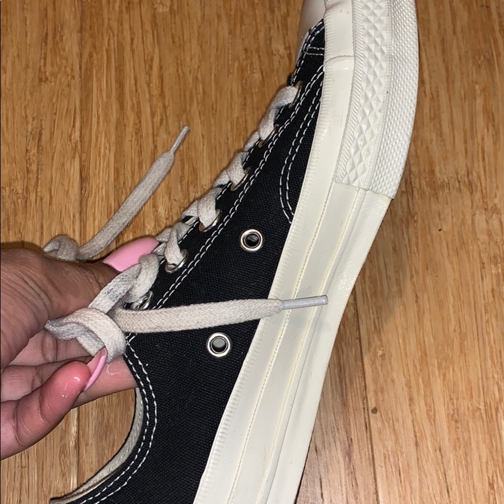 Black Canvas Sneaker with Red Heart Detail - Women's Shoes - Picture 4 of 11